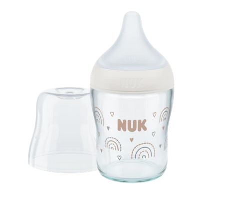 NUK Perfect Match Glasflasche 120 ml, weiß (Regenbogen)