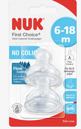 NUK FIRST CHOICE+ Flow Control Trinksauger, Gr. 2, 6-18 M