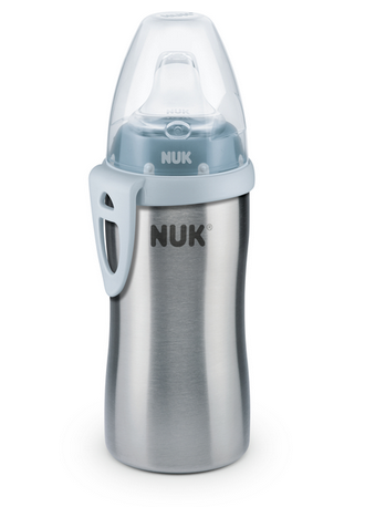 NUK Trinkflasche Kinder Edelstahl grau, 215 ml, blau