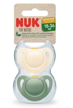 NUK Schnuller For Nature Latex 18-36 Monate grün / creme 2er-Pack