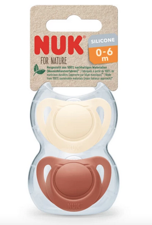 NUK Schnuller For Nature Silikon 0-6 Monate rot / creme 2er-Pack