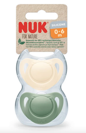 NUK Schnuller For Nature Silikon 0-6 Monate grün / creme 2er-Pack