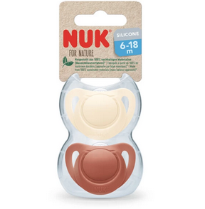 NUK Schnuller For Nature Silikon 6-18 Monate rot / creme 2er-Pack