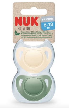 NUK Schnuller for Nature Silikon, grün/beige, Gr.2, 6-18 Monate, 2 St