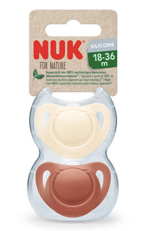 NUK Schnuller For Nature Silikon18-36 Monate rot / creme 2er-Pack