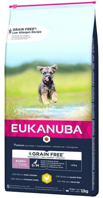 EUKANUBA Grain Free* Hundefutter für Welpen kleiner & mittelgroßer Rassen reich an Huhn