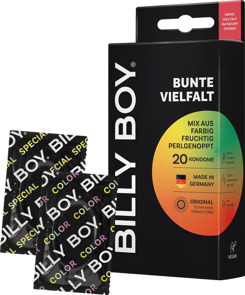 BILLY BOY Kondome Bunte Vielfalt, Breite 52 mm, 20 St